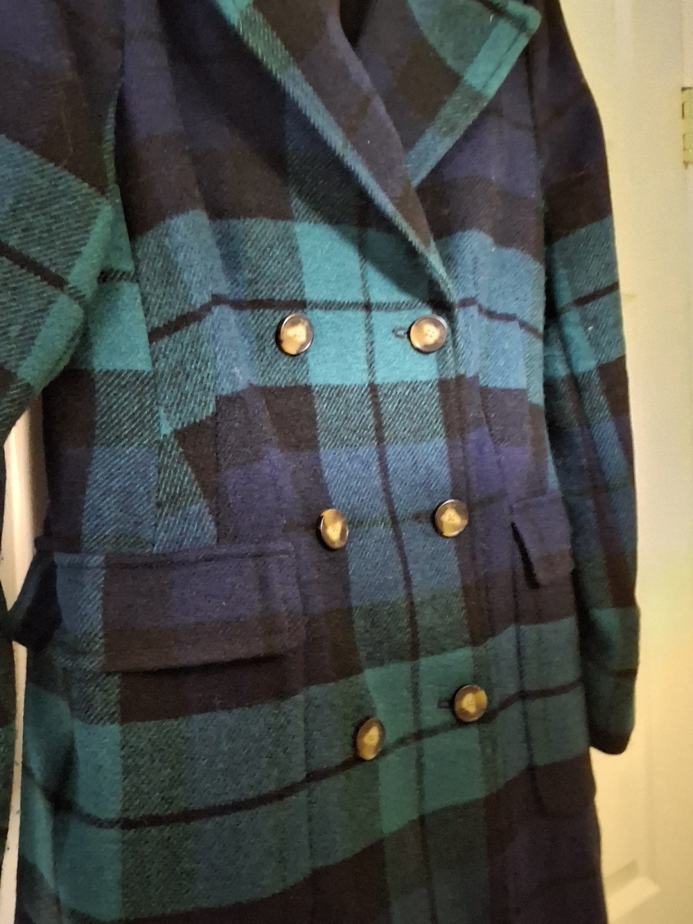 Ann Taylor Plaid Double-Breasted Maxi Coat